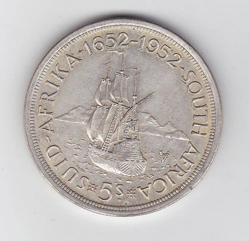 SOUTH AFRICA 5 SHILLINGS 1952 HIGH GRADE