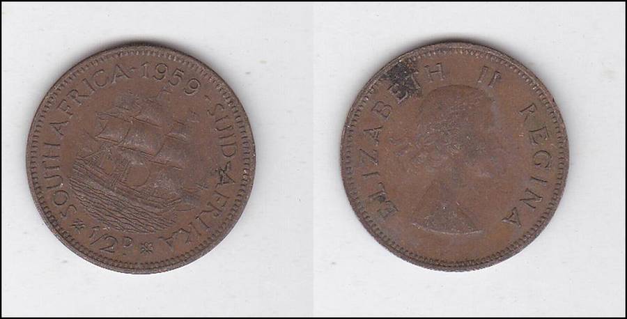SOUTH AFRICA 1959 1/2 PENNY