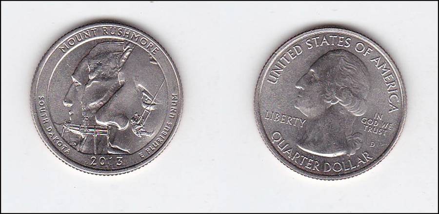 USA QUARTER MOUNT RUSHMORE  2013 EF