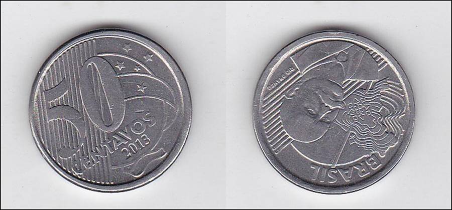BRAZIL 50 CENTAVOS 2013 FACE VALUE R2.06