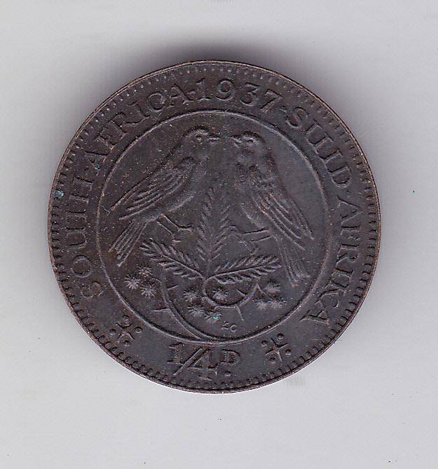 SOUTH AFRICA FARTHING 1937 HIGH GRADE EF = R150 UNC = R400