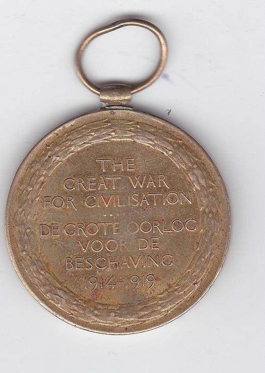 VICTORY MEDAL WW I BILINGUAL L/CPL T. PERRIDGE 3RD S.A.I