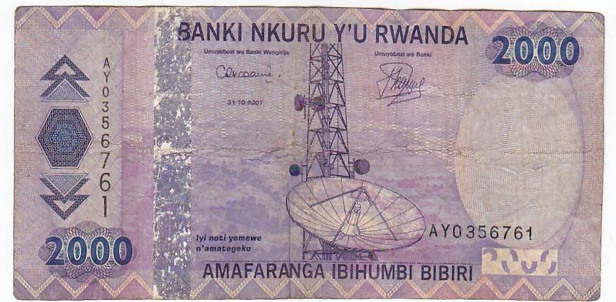 RWANDA 2000 FRANCS 2007 FACE VALUE R31