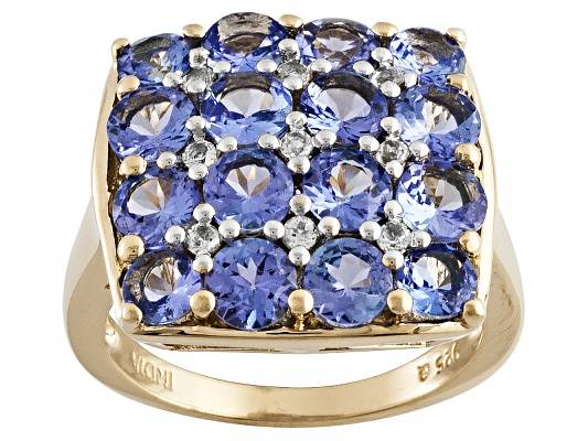 3.88ctw Genuine Tanzanite with 18k Yellow gold ring