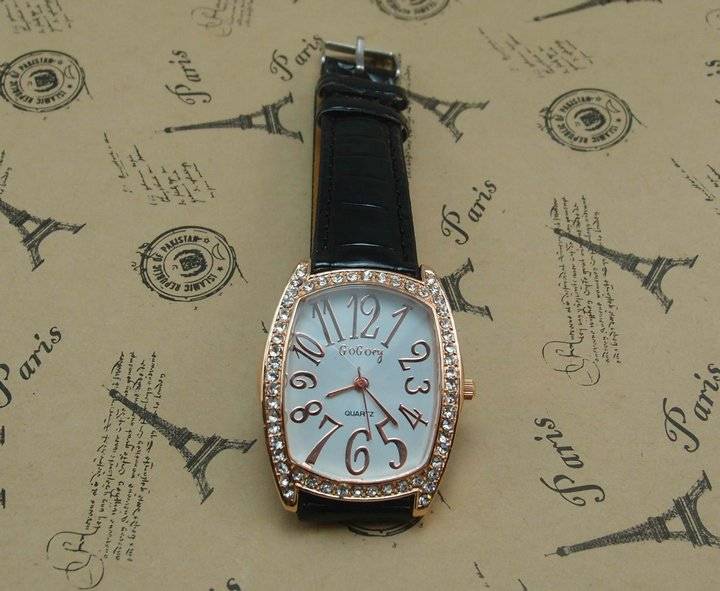 Free Shipping Lady's Crystal  black  Leather Band Wrist Watch,Nice Quality,Top Fashion , AOY51044