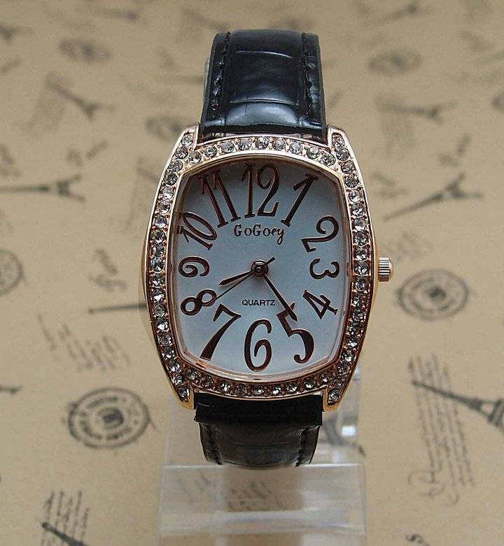 Free Shipping Lady's Crystal  black  Leather Band Wrist Watch,Nice Quality,Top Fashion , AOY51044