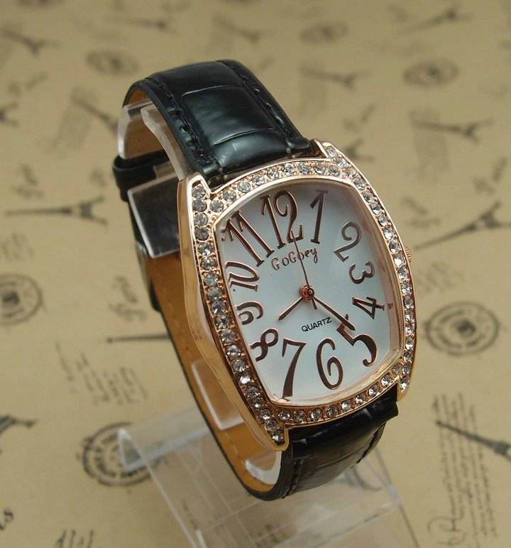 Free Shipping Lady's Crystal  black  Leather Band Wrist Watch,Nice Quality,Top Fashion , AOY51044