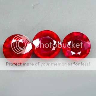SUPERIOR!!! 3.84Cts.**3pcs**6.5MM.TOP BLOOD RED RUBY LOT - Exact Photos taken of stone!