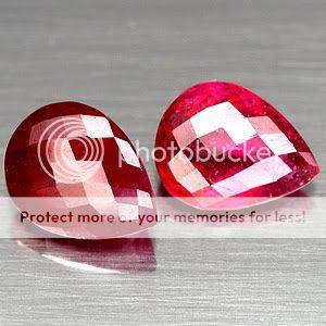 4.47 Ct.*(2pcs) Pair Pear Checkerboard Cut Reddish Pink Ruby Gemstones  - SEE ALL MY ITEMS