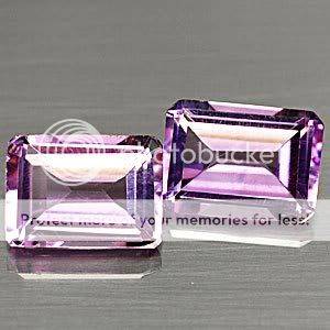 2.10Cts (2pc) .Matched Pair Emerald Cut Top Purple Amethyst Gemstones - R1 No Reserve