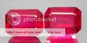 GLOWING PAIR! 2.80ct.AAA Emerald Cut Crimson Rose Red Ruby Gemstones - Exact Photos of the stone!