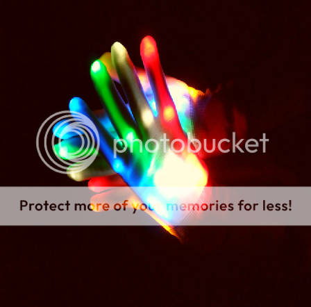 1 Pair~~7 Mode LED Gloves Rave Light Finger Lighting Flashing Glow Mittens