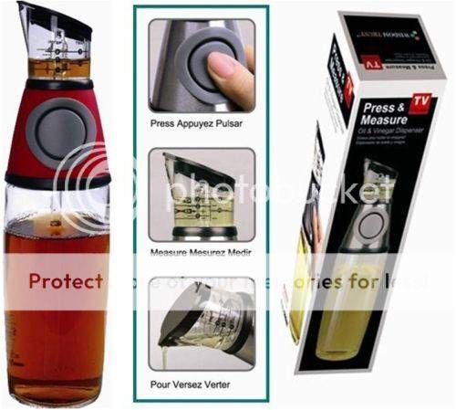 *LOCAL STOCK* 500ml Oil or Vinegar Clear Press & Measure Kitchen Jug Flask Bottle Dispenser