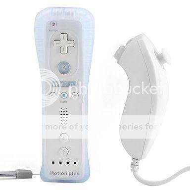 New White Built in Motion Plus Remote and Nunchuck Controller for Nintendo Wii free shipping