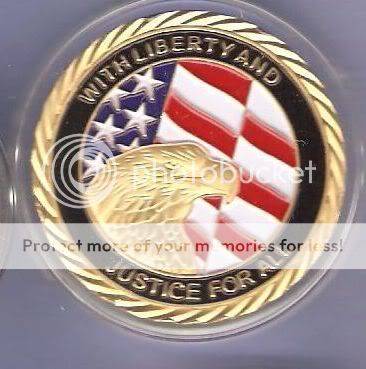 WITH LIBERTY & JUSTICE FOR ALL 24KT GOLD PLATED COIN 9/11 NEW
