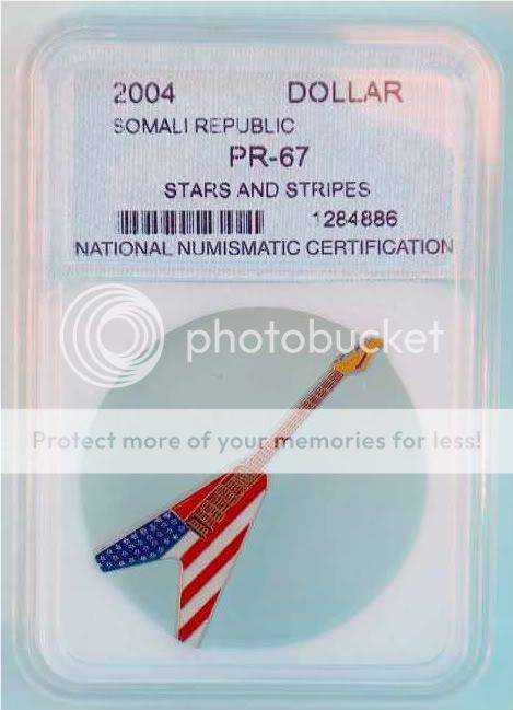 2004 Somalia color $1 Guitar-Stars and Stripes-USA