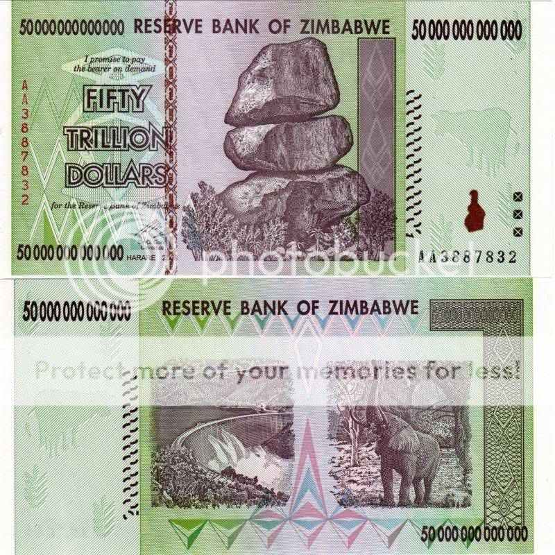 Zimbabwe Fifty Trillion Dollars note   *** UNC ***