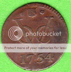 NETHERLANDS EAST INDIES-UTRECHT 1 DUIT 1754                             SUN405