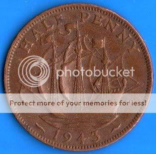 1943 BRITISH HALF PENNY                                        SUN298