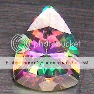 WOW! 3.06Cts Trillian Concave Cut Natural Rainbow Mystic Topaz  - Exact Pictures!