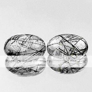 1.87Cts  White with Black needles Rutile Quartz Pair- Stunning!!