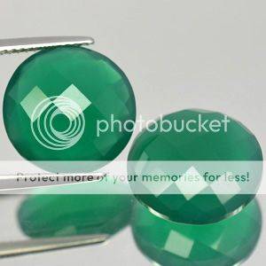 14.59ct(2 Pcs) Natural Green Agate Round facet checker board cut  - Gorgeous LOT