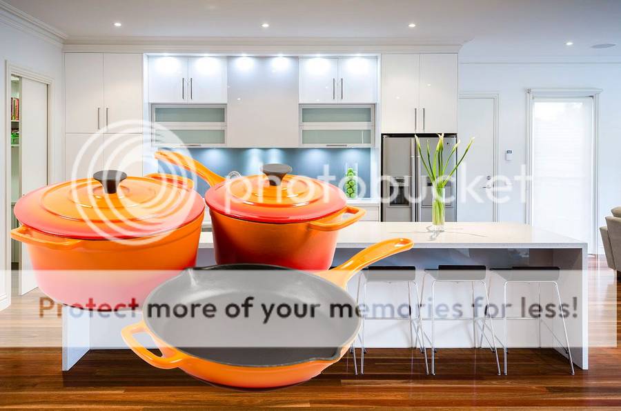 Five Piece Cast Iron Enamel Cookware Pot Set
