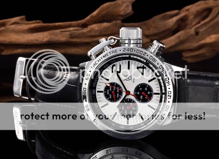 Original German Konigswerk Clock Licinius XXXL leather white black with screw-in crown