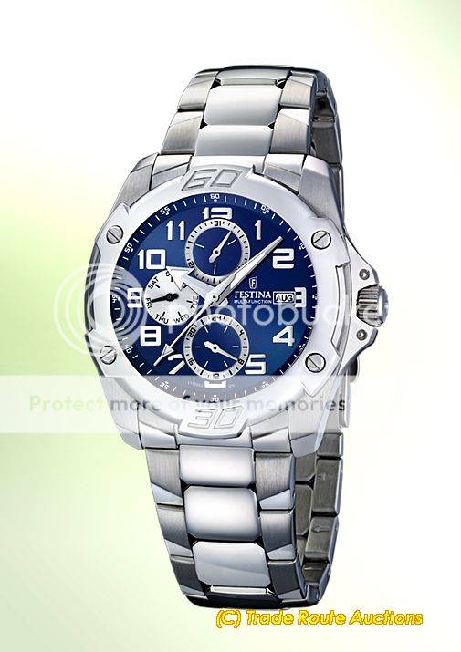 FESTINA HUGE SIZE MULTIFUNCTION MEN'S WATCH - REF F16385 BLUE DIAL  - BRAND NEW IN BOX