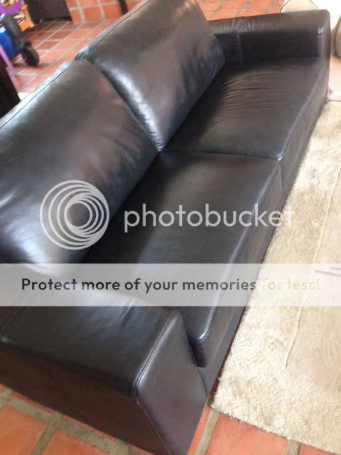 Black Leather Couch - 3 Seater