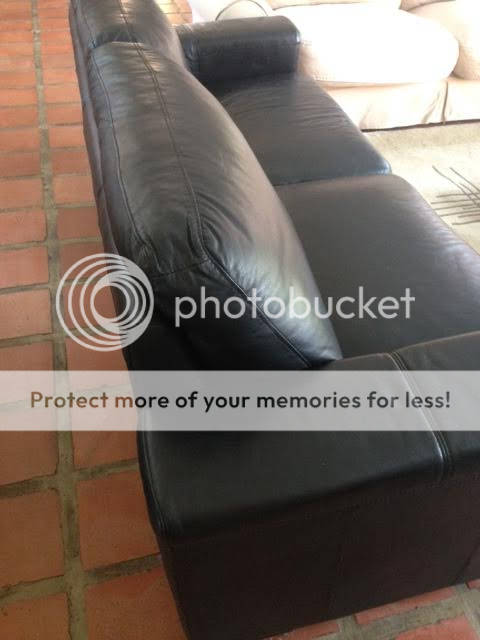 Black Leather Couch - 3 Seater