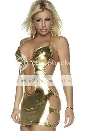 Sexy Gold Metallic Babydoll Dress with free g string