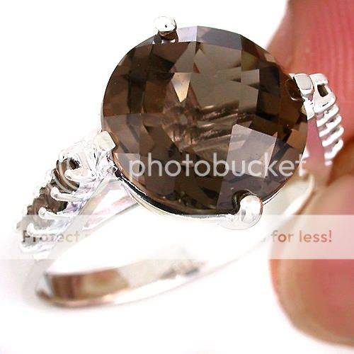 STUNNING & HUGE! 12MM SMOKY QUARTZ 925 SILVER RING