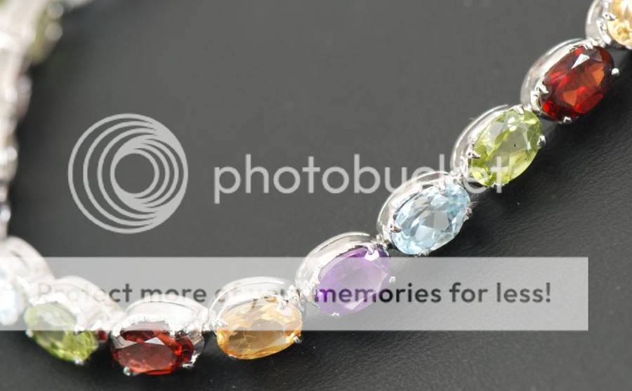 Natural 925 Silver Multi-Gemstone Bracelet - Amethyst,Citrine, Topaz, Peridot, Garnet
