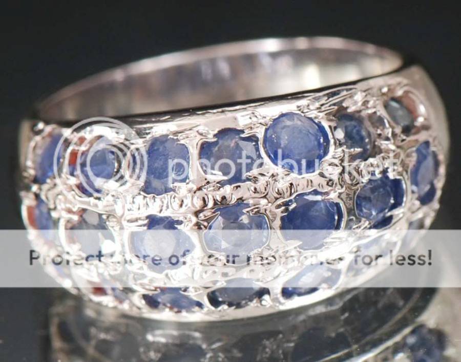 Natural Untreated Ceylon Blue Sapphire Gemstone Silver Ring