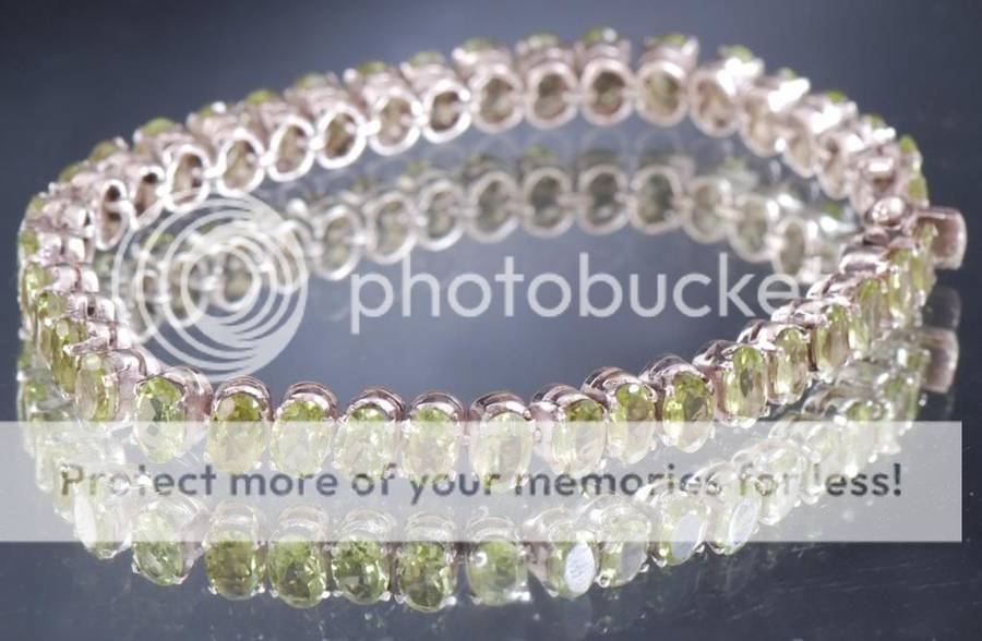 925 Sterling Silver Burma Peridot Gemstone Bracelet - Appx 30+Cts of Untreated Peridots