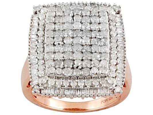 Diamond 2.00ctw Round & Baguette 14k Rose Gold Cocktail Ring