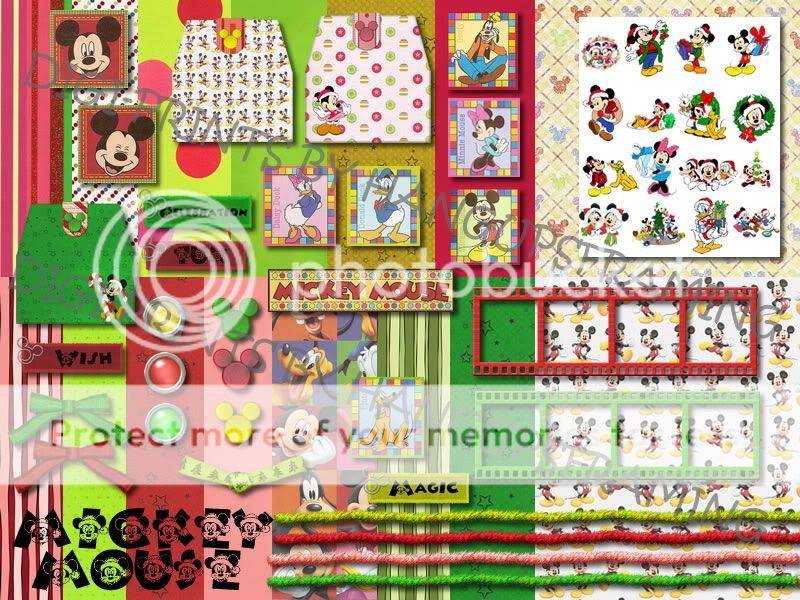 DISNEY CHRISTMAS DIGITAL SCRAPBOOK KIT~MICKEY & FRIENDS