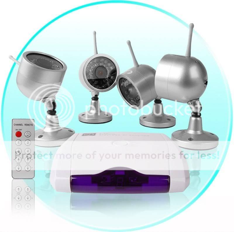 Wireless Home Surveillance Kit - 4 Nightvision Cameras + Receiver Free Shipping
