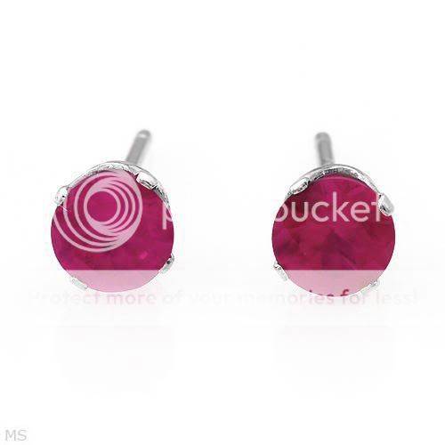 0.70ctw Created Ruby 0.40g 10K White Gold Earrings