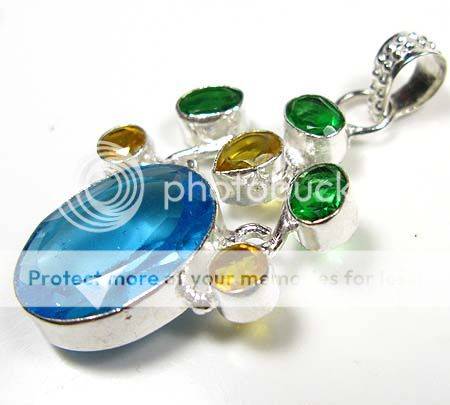Topaz, Citrine and Quartz Sterling Silver Pendant