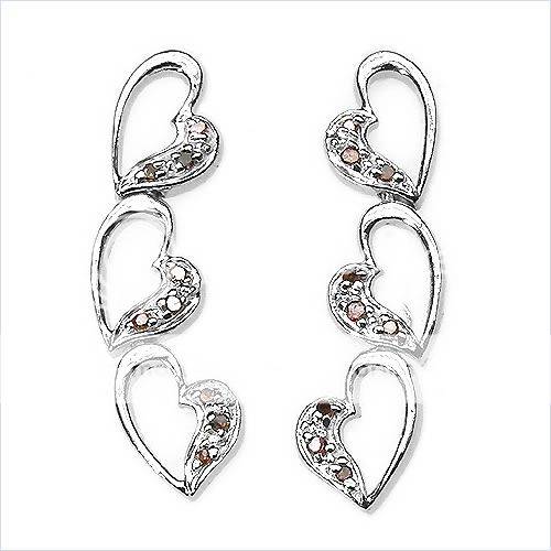 0.10ctw Diamond 2.35g Rhodium Plated Silver Earrings