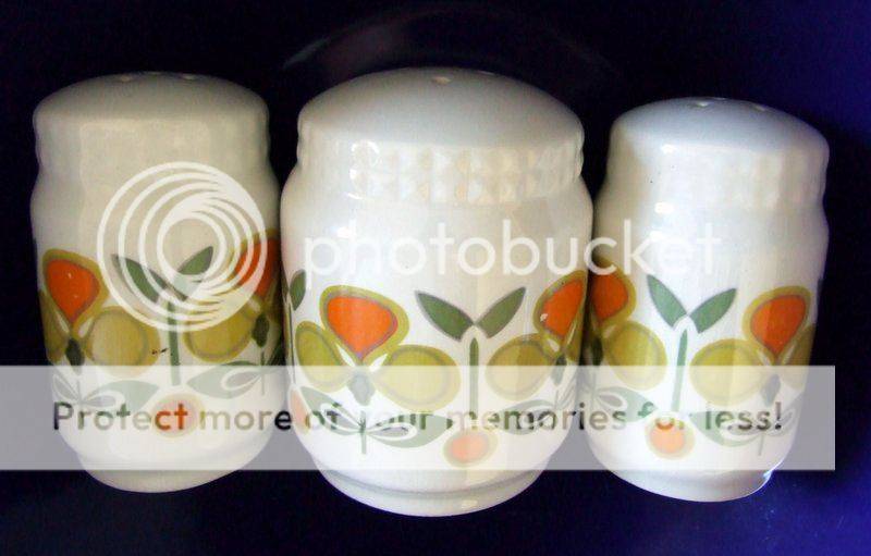 Mid-century Arabia style 3 piece salt and pepper set in great condition.