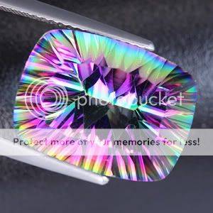 PERFECT! AAA 10.70Cts*** Cushion Concave Cut  Natural Rainbow Mystic Quartz Gemstone