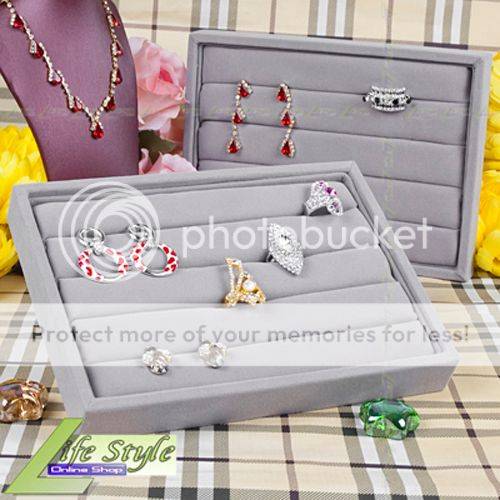 L239 Jewellery Velvet Rings Earring Display Stand Tray