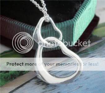 Stunning Sterling Silver Double Heart Pendant Necklace!