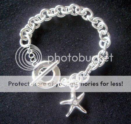 STUNNING 925 Sterling Silver Starfish Bracelet with diamante