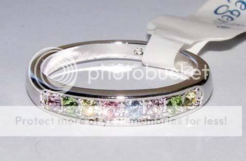 Stunning 18kwgp multi colour CZ ring size 6