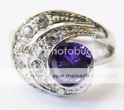 Stunning designer sim Amethyst 18kgp ring