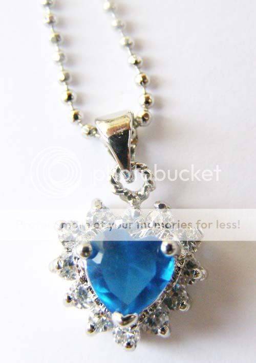 18K White Gold Plated Designer Necklace Aquamarine